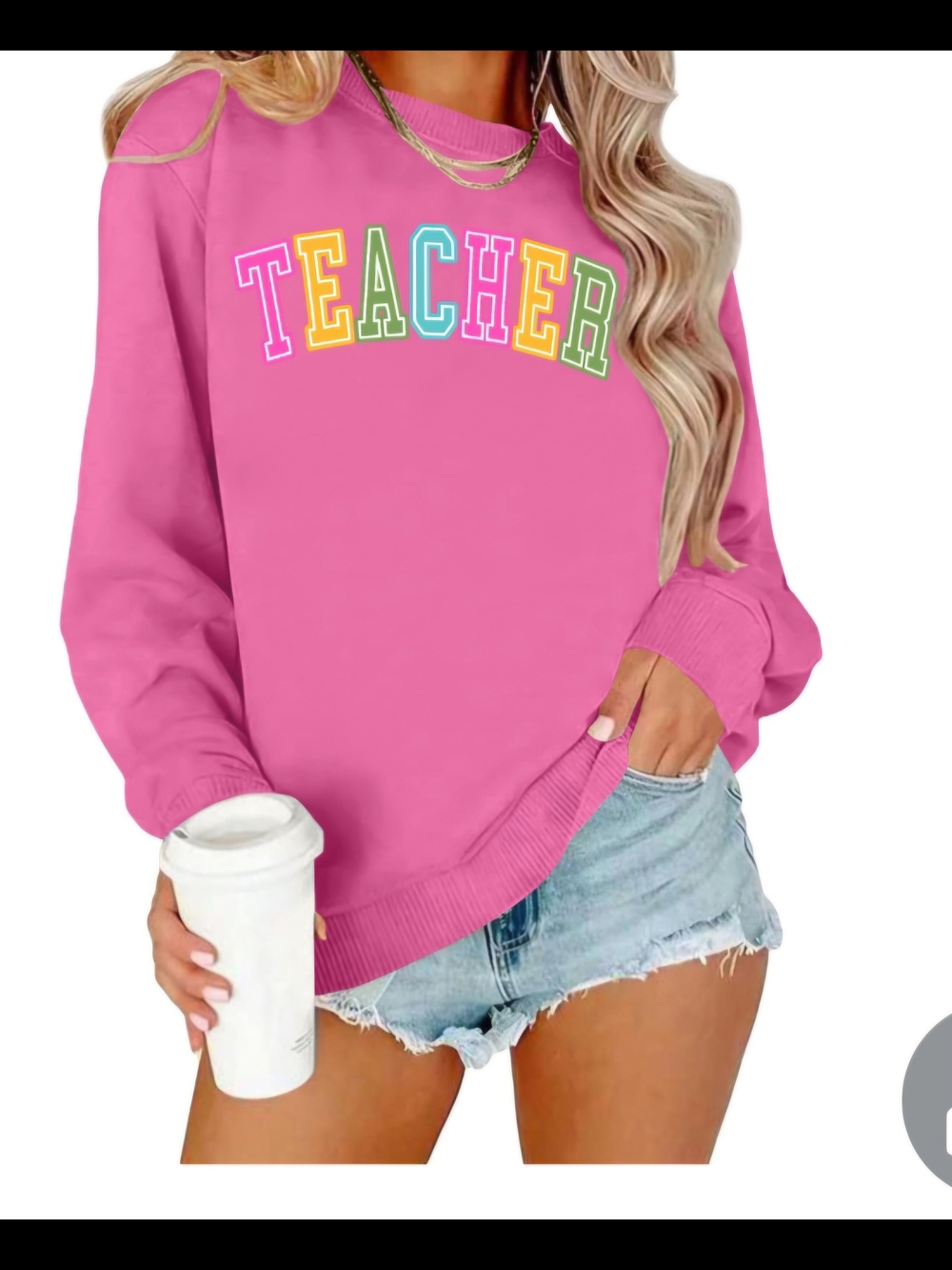 Teacher Graphic Sweatshirt - Pink New